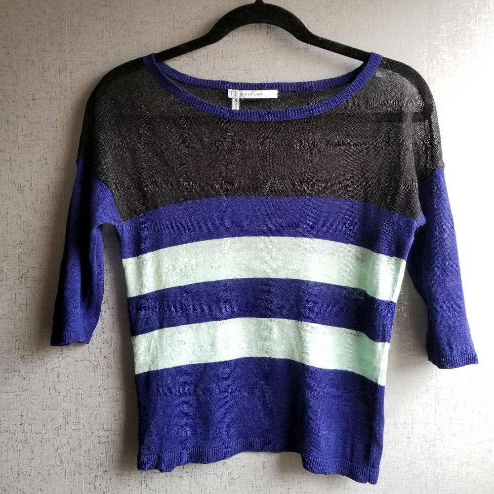 Derek Lam Crosby Steel Woven Color Block Sweater S - Picture 3 of 8
